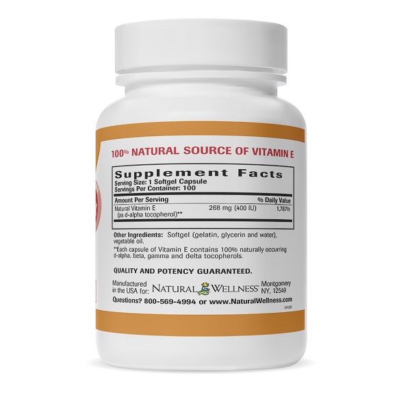 Vitamine E Naturelle - 400 UI, (D-Alpha-Tocophérol)